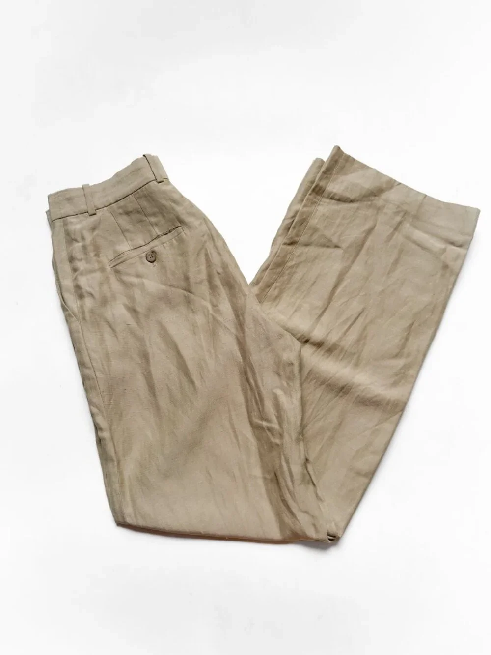 Aritzia Babaton Agency Linen High Rise Straight Leg Pant Humus Beige Size 8 NEW